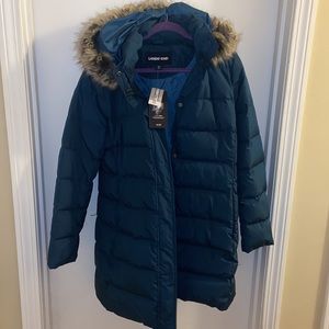 Lands End Women’s Teal Hyperdry Winter Parka w hood in Medium - new with tags!
